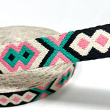 38mm Tribal Bag Making Webbing Strong Strap Material - Stone/Pink/Jade/Black