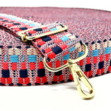38mm Zig Zag Bag Making Webbing Strong Strap Material - Red/Blue/Stone