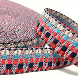 38mm Zig Zag Bag Making Webbing Strong Strap Material - Red/Blue/Stone