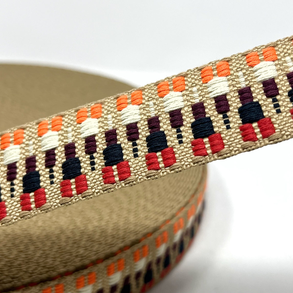 38mm Zig Zag Bag Making Webbing Strong Strap Material - Stone/Red/Navy/Orange/Natural