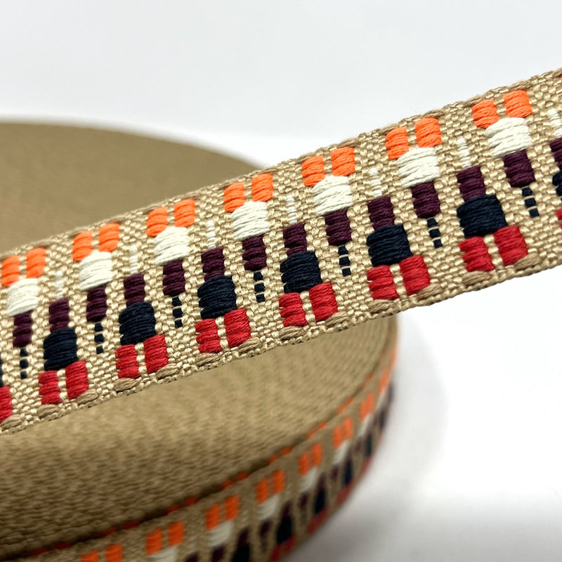 38mm Zig Zag Bag Making Webbing Strong Strap Material - Stone/Red/Navy/Orange/Natural
