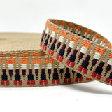 38mm Zig Zag Bag Making Webbing Strong Strap Material - Stone/Red/Navy/Orange/Natural