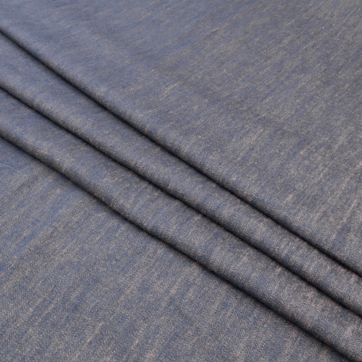 4.5oz Plain Cotton Chambray Lightweight Denim Dressmaking Fabric - Grey Blue