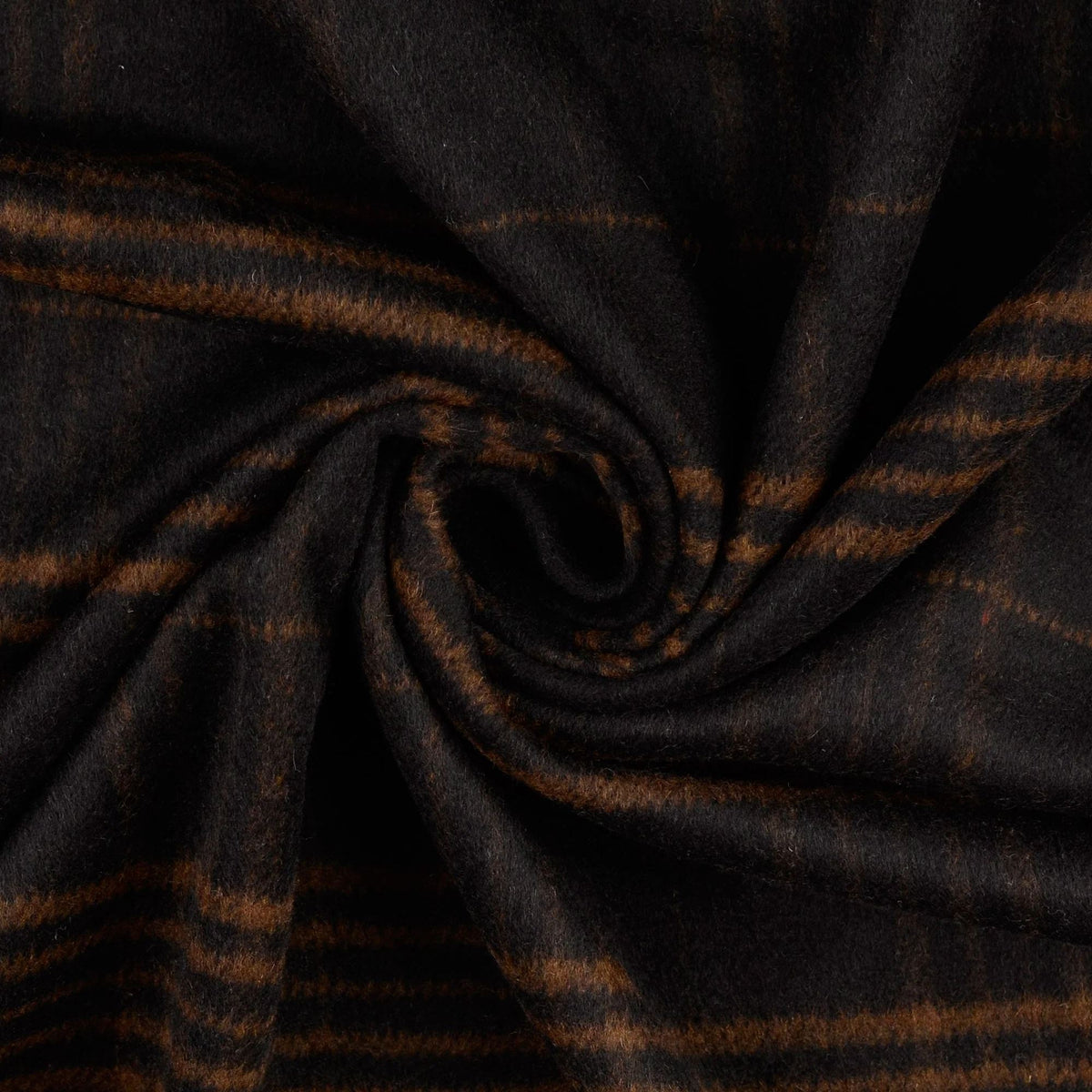 Hadrian Wool Mix Coating Jacketing and Suiting Fabric - Brown on Black Check