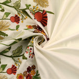 Border Meadow Flower Embroidery Cotton Dressmaking Fabric - Cream