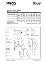 Burda Style Miss Jacket Sewing Pattern for Stylish Creations B6569