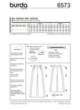 Burda Style Miss Pants Trousers Sewing Pattern for Stylish Creations B6573