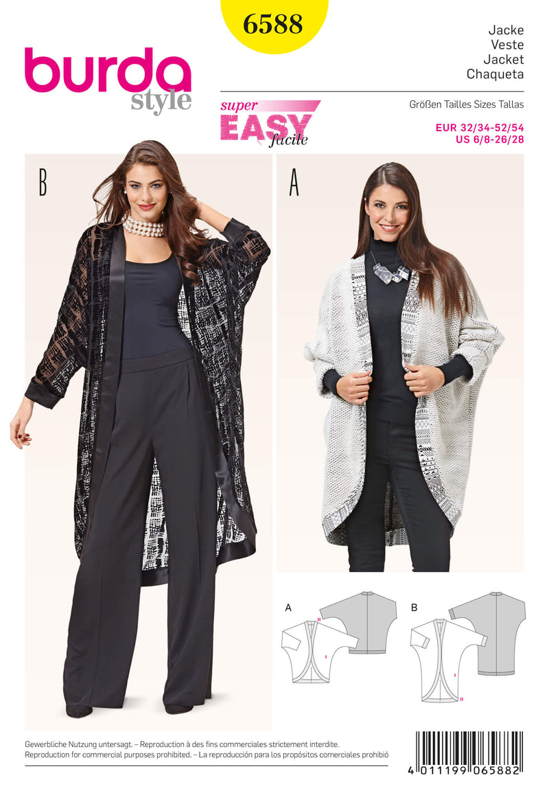 Burda Style Miss Jacket Sewing Pattern for Stylish Creations B6588