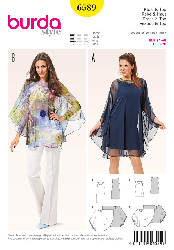 Burda Style Miss Dress and Top Sewing Pattern B6589