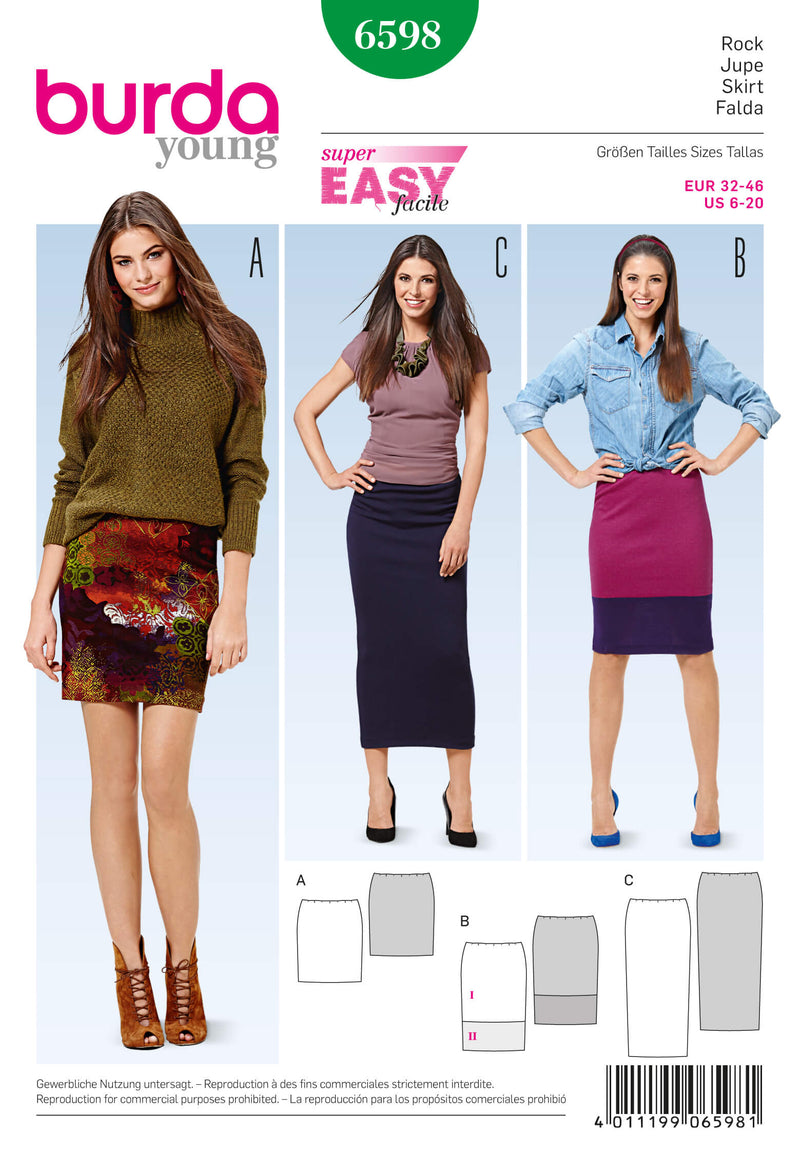 Burda Style Miss Skirt Sewing Pattern for Stylish Creations B6598