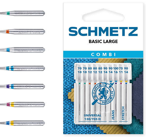 Schmetz Combi Basic Large Pack 70/75/80/90/100 Sewing Machine Needles - Pack of 5