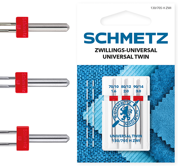Schmetz Universal Twin Needle 70-90 Sewing Machine Needles - Pack of 3