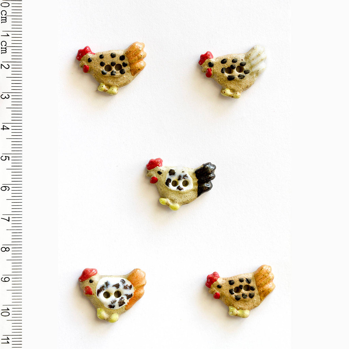 Handmade Sewing Buttons - Chickens