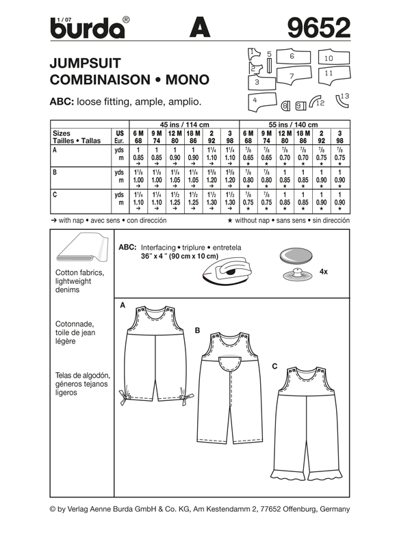Burda Style Jumpsuit Sewing Pattern for Stylish Creations B9652