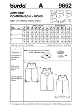 Burda Style Jumpsuit Sewing Pattern for Stylish Creations B9652