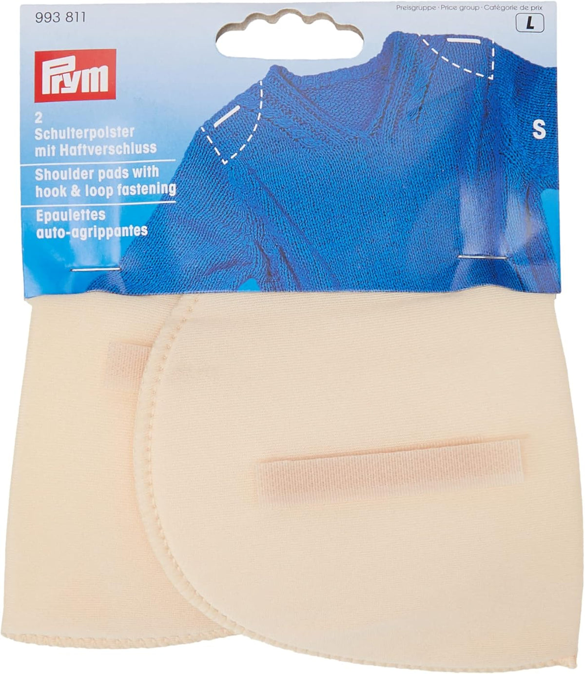 Prym Shoulder Pads: Set-In with Hook & Loop Fastening Flesh S, Beige - 993811