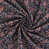 A Garden of Stiches Quilting Cotton Craft Fabric - Navy Leaves