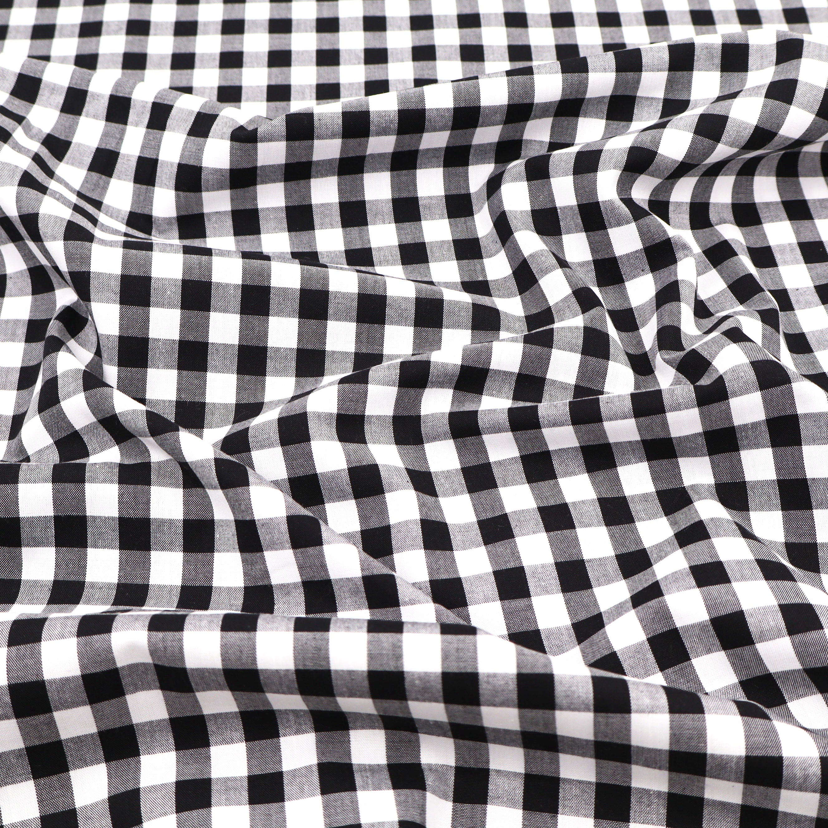 Ada Yarn Dyed 100% Cotton Gingham Check Fabric - Medium Black ...