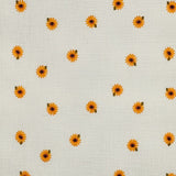 Adelle Embroidery 100% Cotton Double Gauze Muslin Fabric - Natural Sunflowers