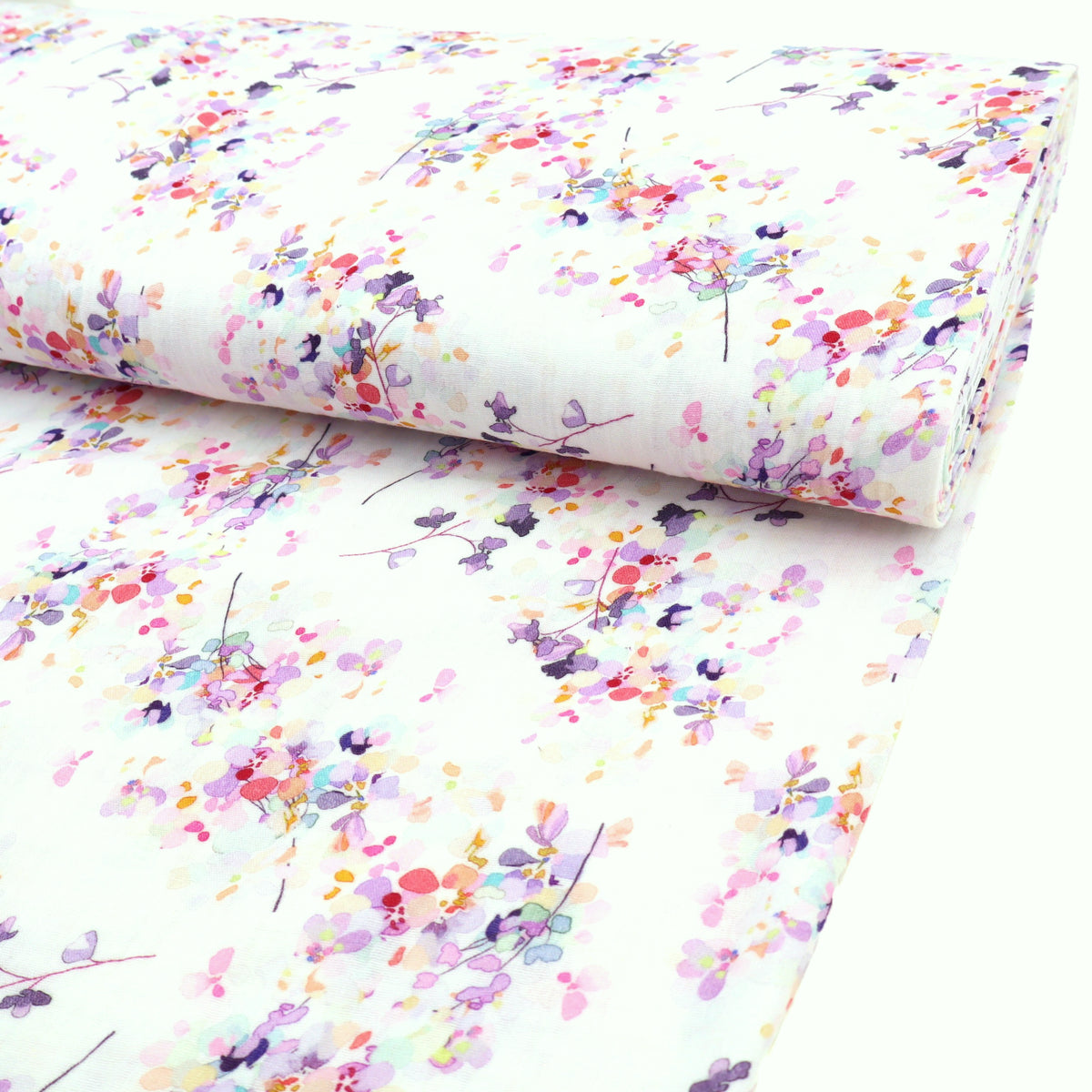 Adelle Printed 100% Cotton Double Gauze Muslin Dressmaking Fabric - Lilac Coloured Bloom