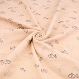 Adelle Printed 100% Cotton Double Gauze Muslin Dressmaking Fabric - Organic Natural Fish