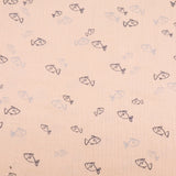 Adelle Printed 100% Cotton Double Gauze Muslin Dressmaking Fabric - Organic Natural Fish