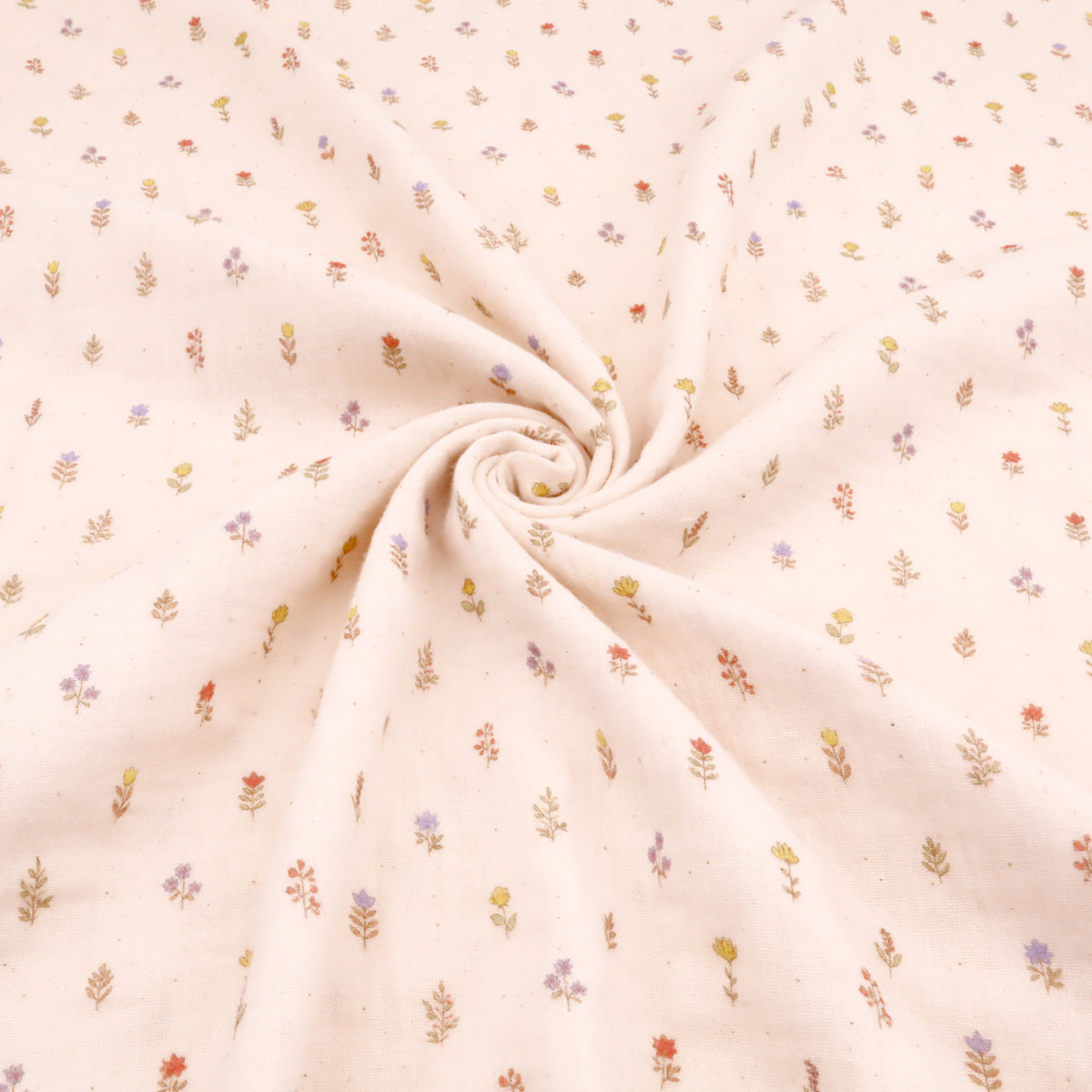 Adelle Printed 100% Cotton Double Gauze Muslin Dressmaking Fabric - Organic Natural Flowers