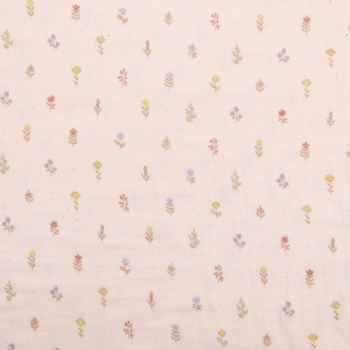 Adelle Printed 100% Cotton Double Gauze Muslin Dressmaking Fabric - Organic Natural Flowers