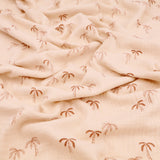 Adelle Printed 100% Cotton Double Gauze Muslin Dressmaking Fabric - Organic Natural Palm Trees