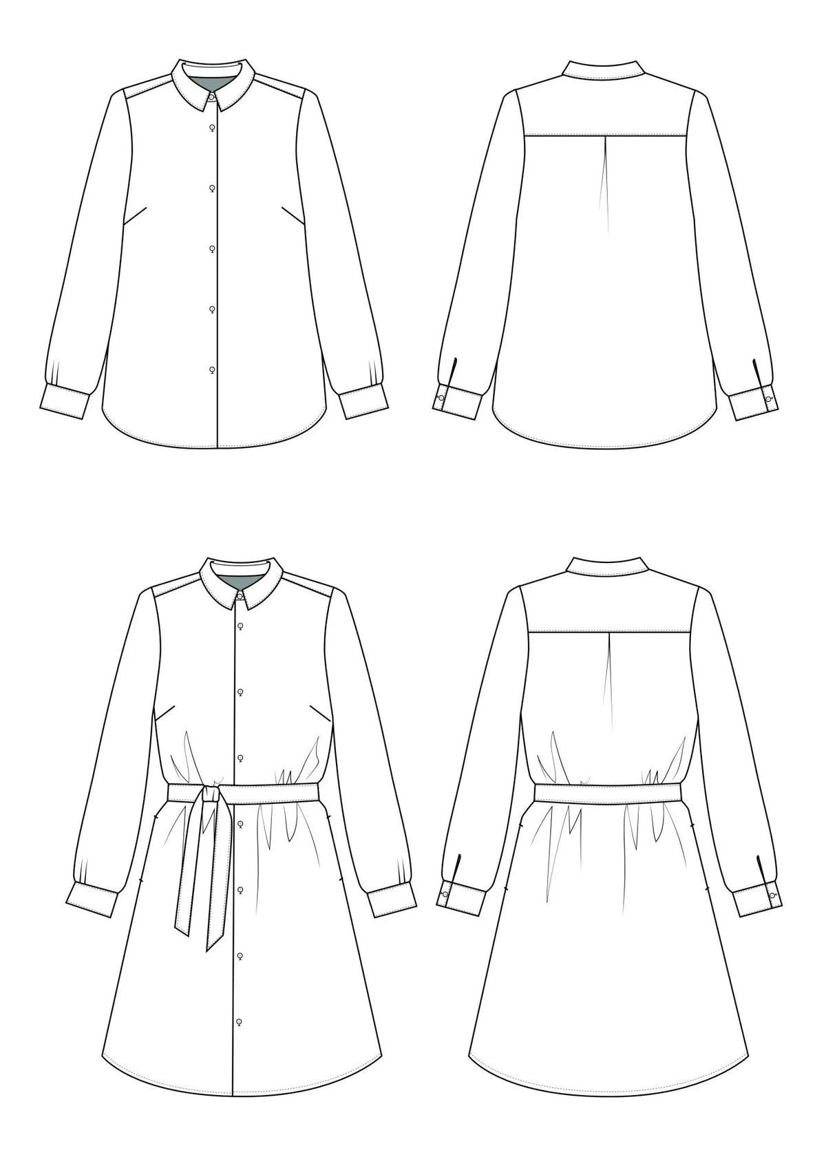 Amanda Shirt/Shirt Dress Sewing Pattern Sizes 6–22 - By Bobbins & Buttons