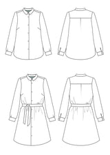 Amanda Shirt/Shirt Dress Sewing Pattern Sizes 6–22 - By Bobbins & Buttons