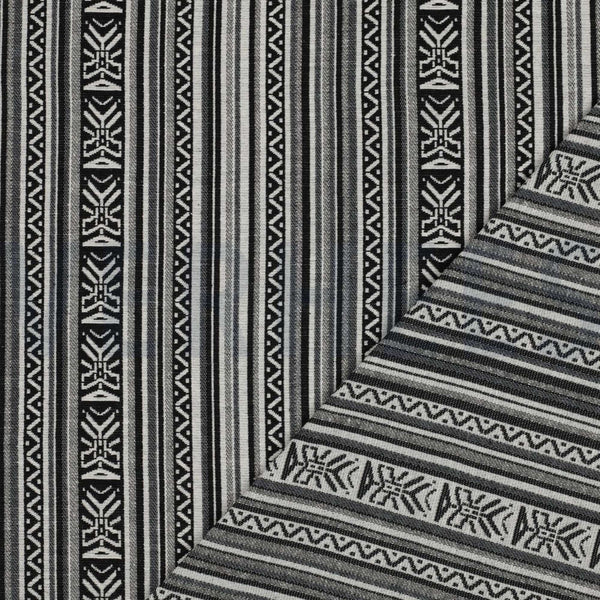 Gobelin Jacquard Thick Durable Tapestry Cushion Upholstery Jacketing Fabric - Aztec Monochrome