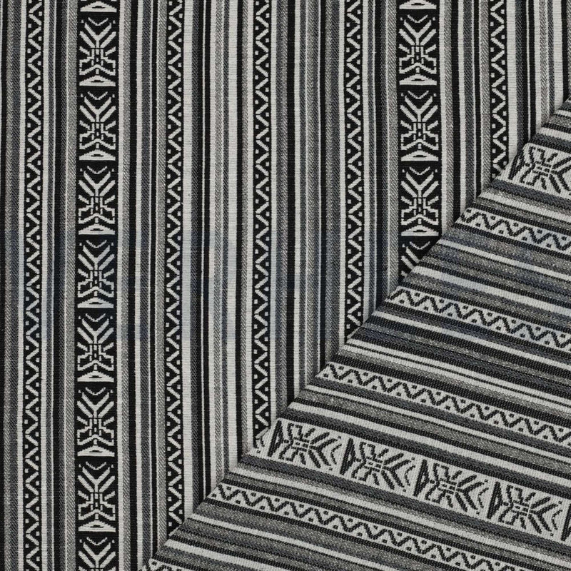 Gobelin Jacquard Thick Durable Tapestry Cushion Upholstery Jacketing Fabric - Aztec Monochrome