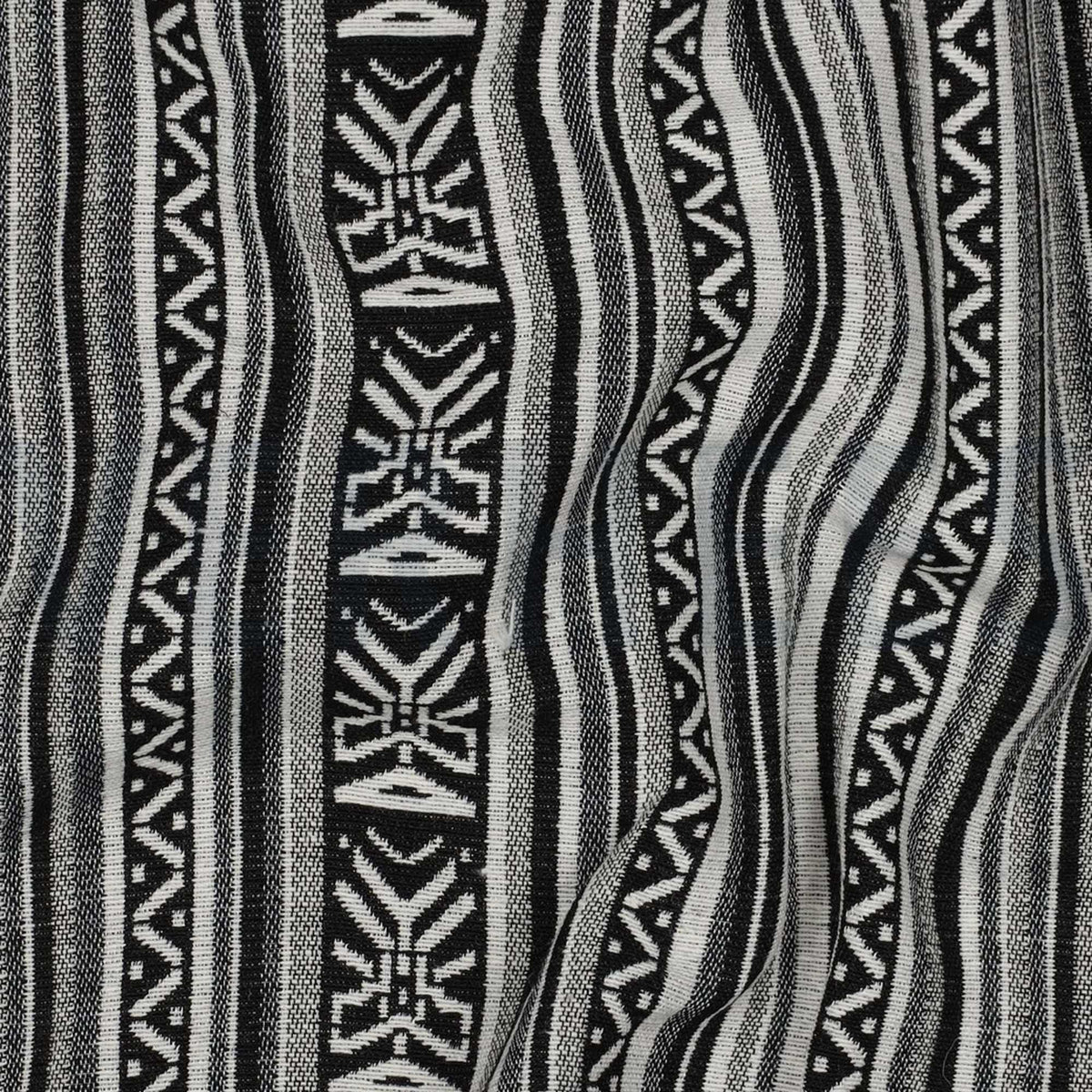 Gobelin Jacquard Thick Durable Tapestry Cushion Upholstery Jacketing Fabric - Aztec Monochrome
