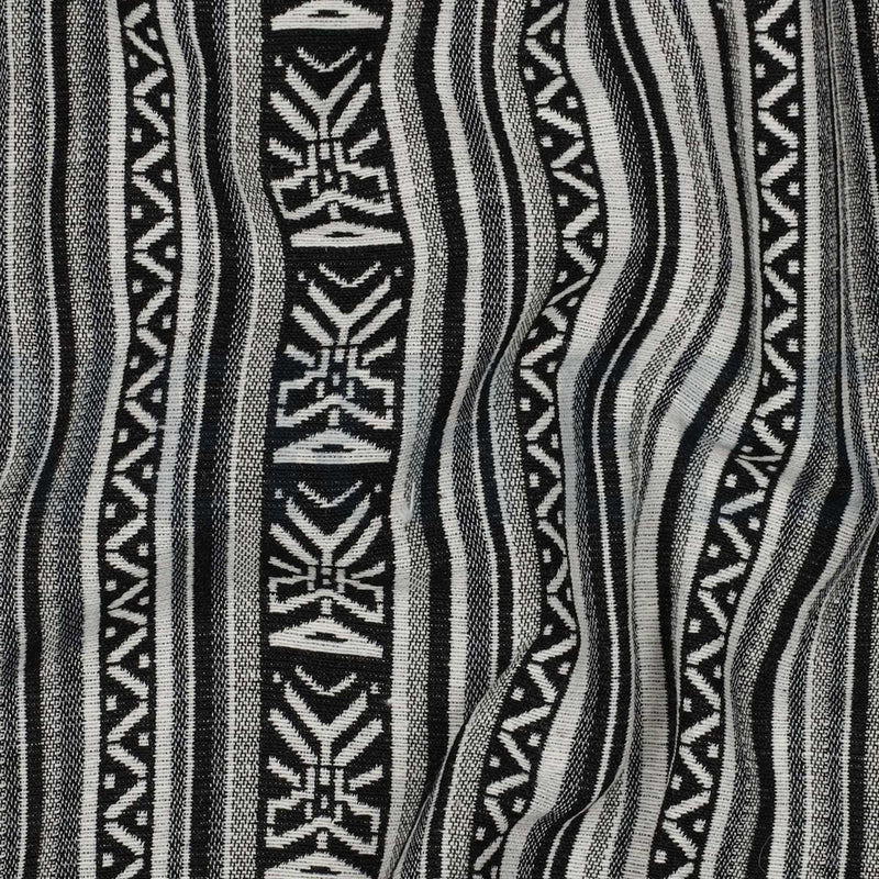 Gobelin Jacquard Thick Durable Tapestry Cushion Upholstery Jacketing Fabric - Aztec Monochrome