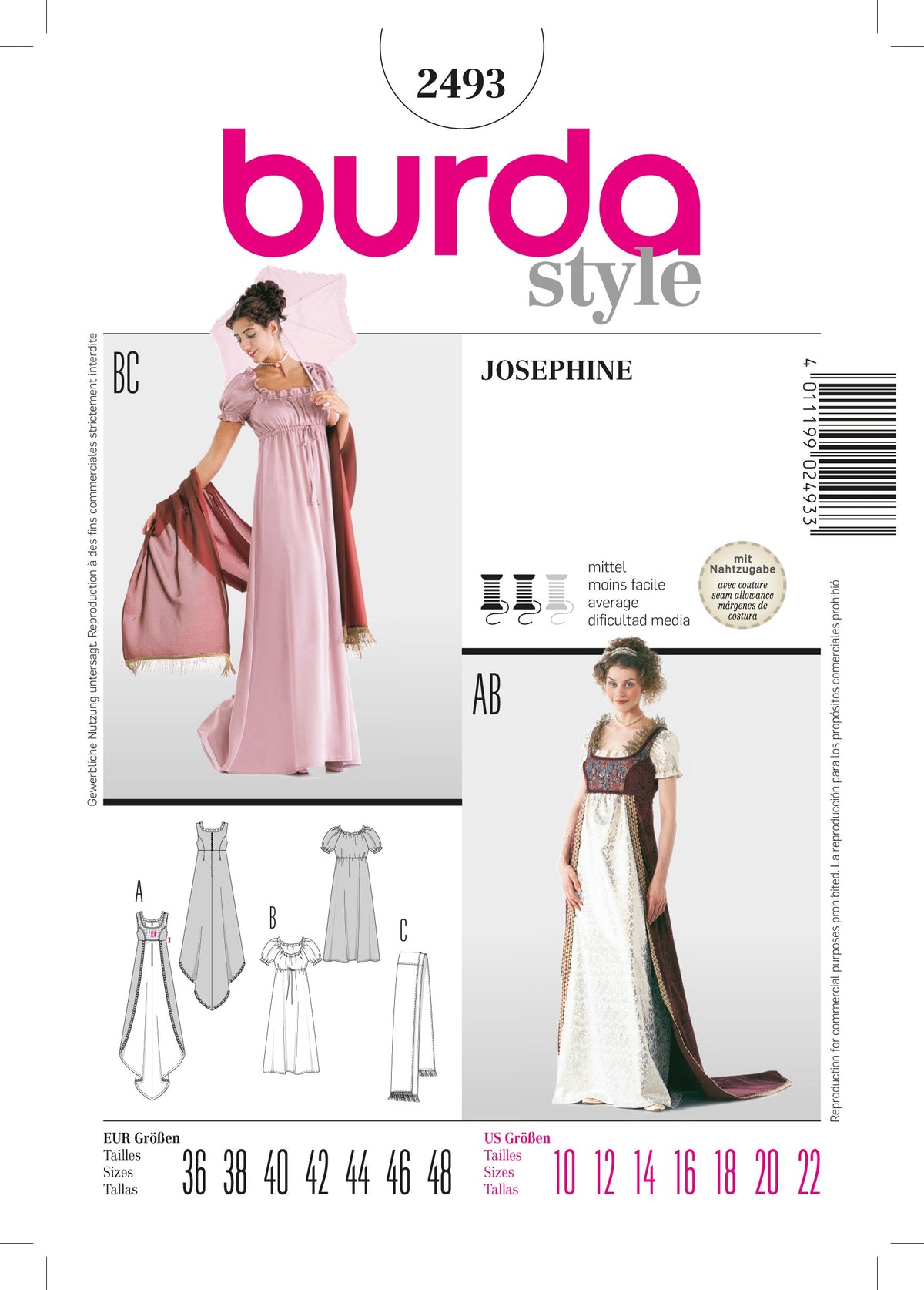 Burda Style Josephine Dress Sewing Pattern for Stylish Creations B2493