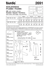 Burda Style Pyjamas Sewing Pattern for Comfortable Nightwear B2691