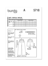 Burda Style Misses' Trousers Sewing Pattern B5718
