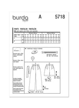 Burda Style Misses' Trousers Sewing Pattern B5718