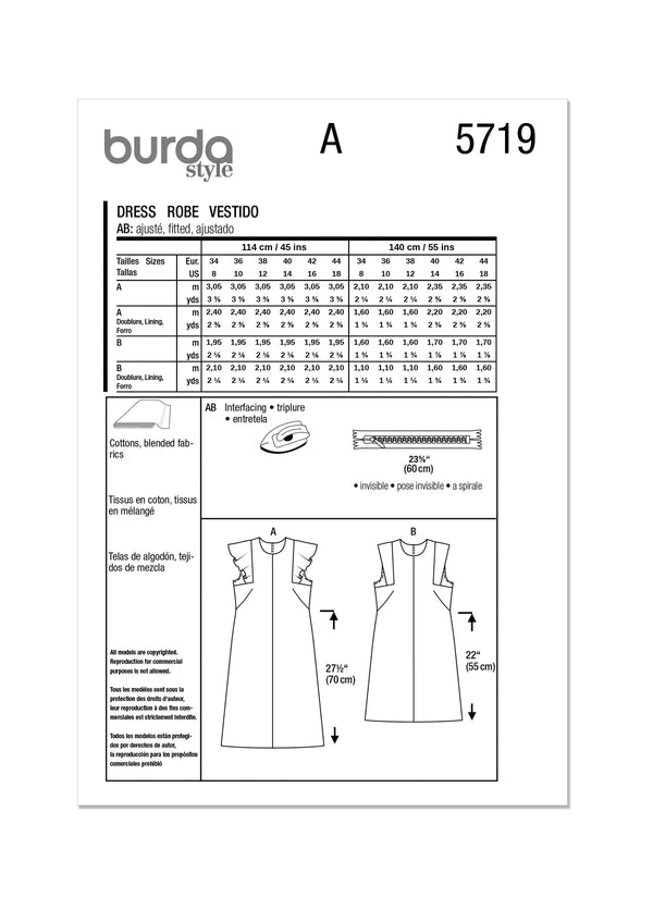 Burda Style Misses' Dress Sewing Pattern for Fashionistas B5719