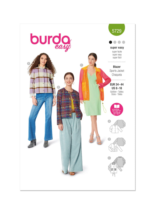 Burda Style Misses' Blazer & Jacket Sewing Pattern B5729