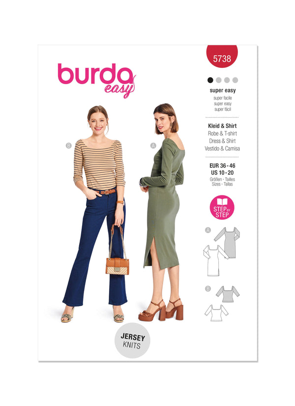 Burda Style Misses' Dress & T-Shirt Sewing Pattern B5738