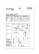 Burda Style Misses' Trousers Sewing Pattern B5743