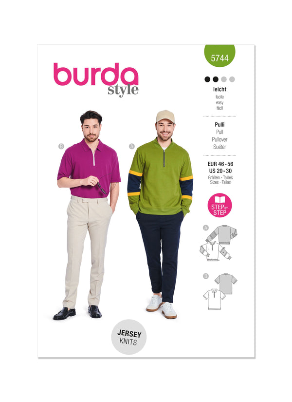 Burda Style Men's Sweatshirt & T-Shirt Sewing Pattern B5744