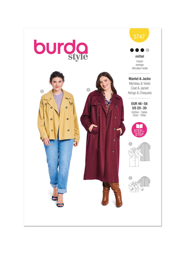 Burda Style Misses' Jacket & Coat Sewing Pattern B5747