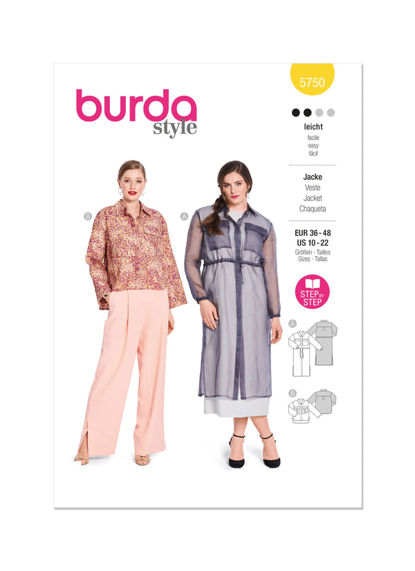 Burda Style Misses' Jacket Sewing Pattern for Fashionistas B5750