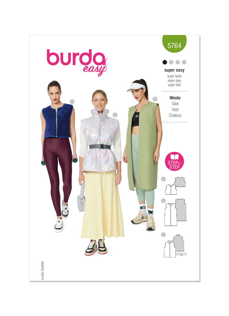 Burda Style Misses' Waistcoats and Vest Sewing Pattern B5764
