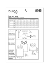 Burda Style Misses' Tops Sewing Pattern for Fashionistas B5765