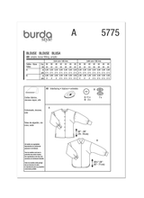 Burda Style Misses' Blouses Sewing Pattern for Fashionistas B5775