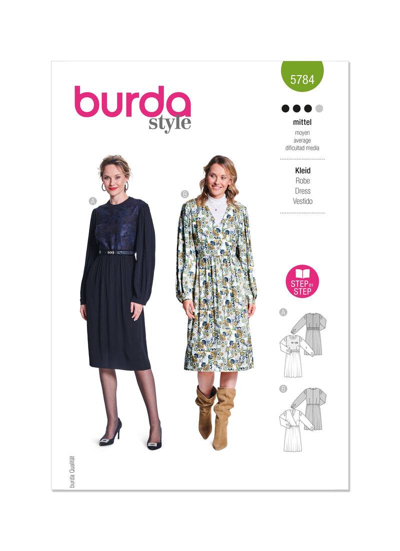Burda Style Misses' Dress Sewing Pattern for Fashionistas B5784